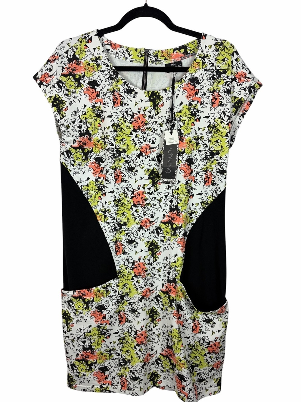 Schwiing Abstract Print Sheath Dress Medium Cotton Stretch Pocket Dress NWT